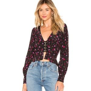 For Love and Lemons Isabella Ruched Top in Cherry Blossom